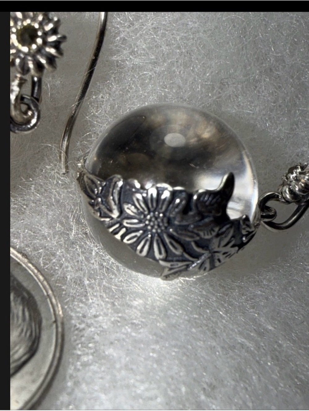Earrings pierced pools of light rock crystal 15mm orbs hanging down 1.25” - Picture 4 of 4
